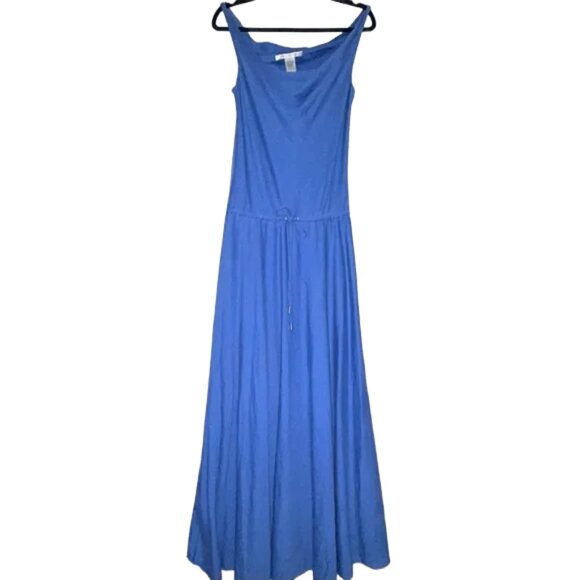 Diane von Furstenberg Blue Silk Cotton Maxi Dress 2 Elegant Summer Resort - Picture 1 of 12